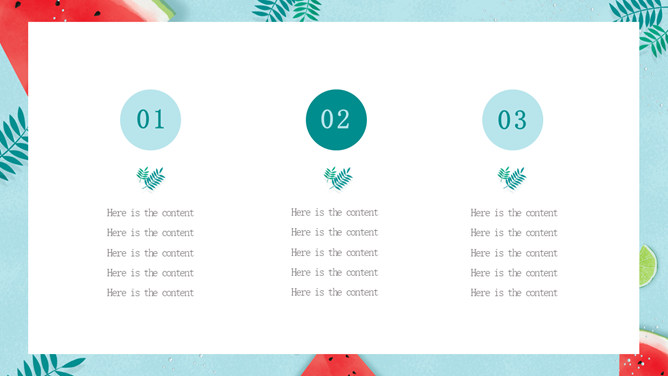 冰镇西瓜清凉夏天PPT模板_第3页PPT效果图