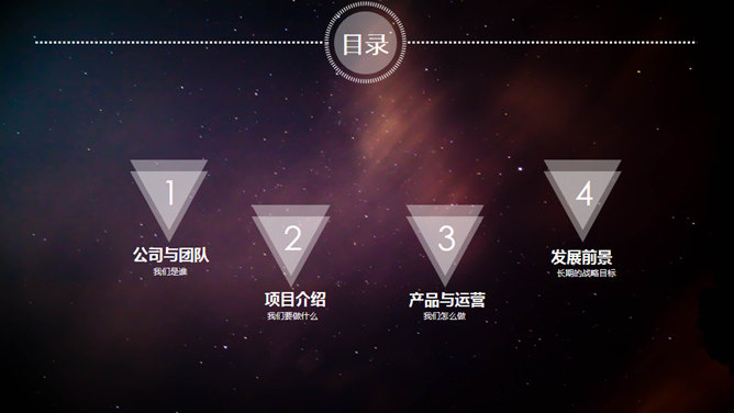 炫酷星空风动态商务PPT模板_第1页PPT效果图