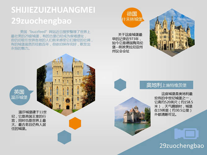 最壮美的29座城堡介绍PPT_第1页PPT效果图