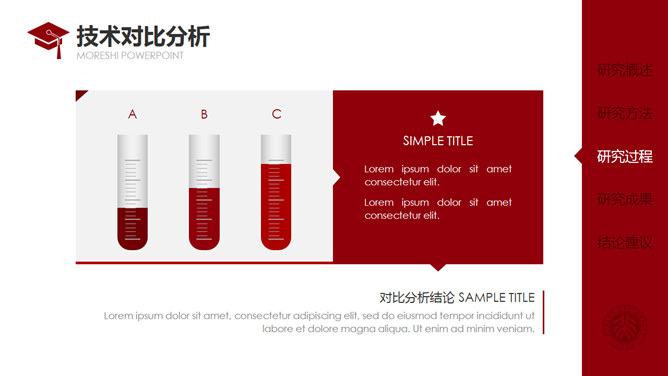 红色侧边导航论文答辩PPT模板_第15页PPT效果图