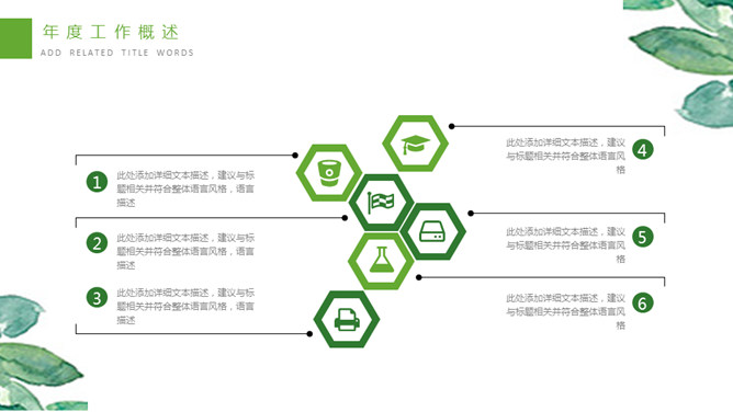 小清新水彩绿色植物PPT模板_第6页PPT效果图