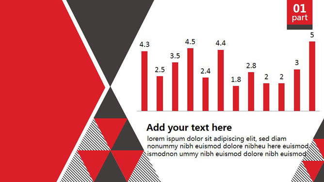 红色三角形排版幻灯片模板_第2页PPT效果图