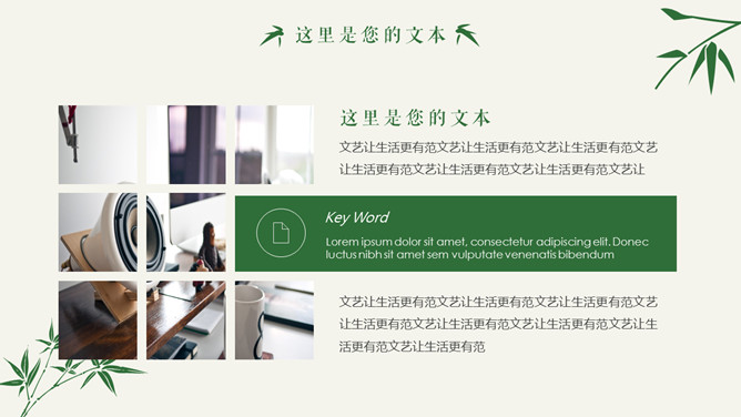 清新简约竹子竹叶PPT模板_第6页PPT效果图
