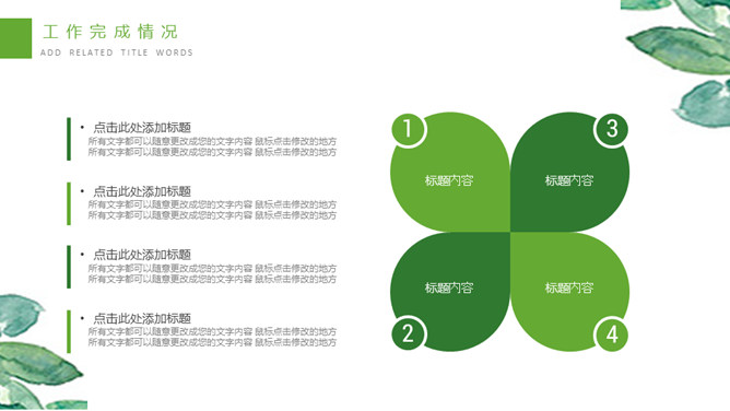 小清新水彩绿色植物PPT模板_第7页PPT效果图