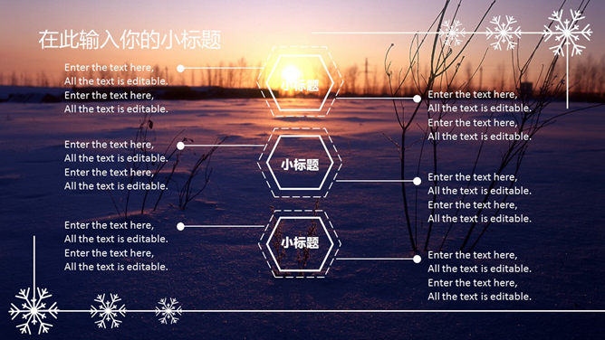 黄昏雪地风景雪花主题PPT模板_第9页PPT效果图