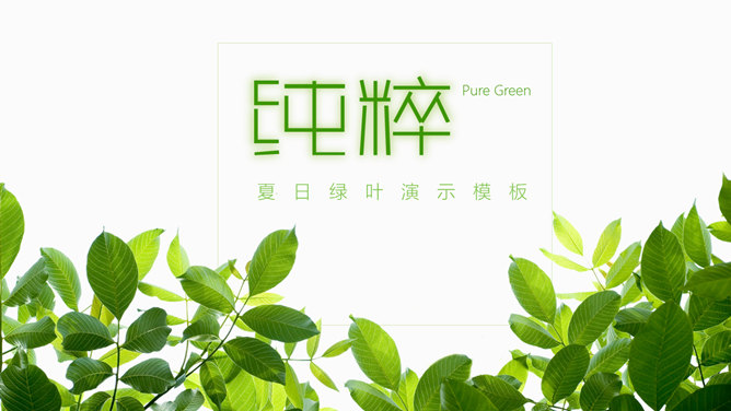 唯美文艺清新绿叶PPT模板_第0页PPT效果图