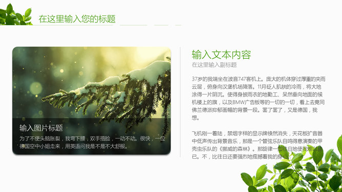 唯美文艺清新绿叶PPT模板_第3页PPT效果图