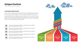 上升箭头五项并列PPT图形