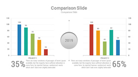 两项目比较柱形图PPT素材
