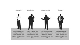 商务人物剪影SWOT分析PPT模板