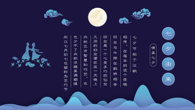 七夕缘精美七夕情人节PPT模板_第1页PPT效果图