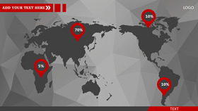 灰红配色大气PPT世界地图