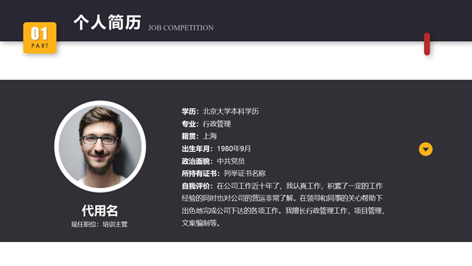 精美岗位述职竞聘报告PPT模板_第4页PPT效果图