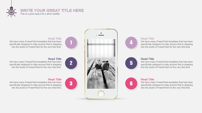 简约创意多彩小灯泡PPT模板_第5页PPT效果图