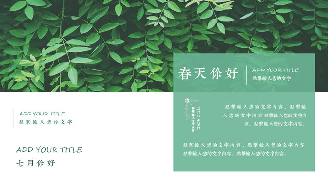 清新绿色春天文艺图文PPT模板_第6页PPT效果图
