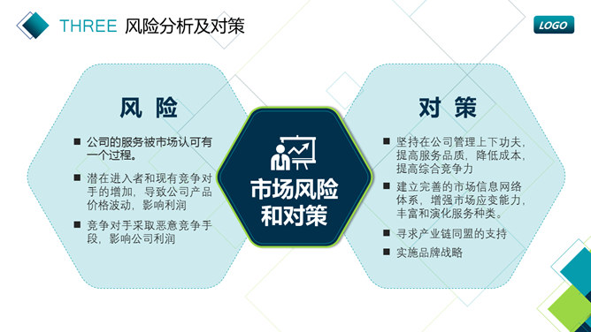 蓝绿方块商务汇报PPT模板_第12页PPT效果图