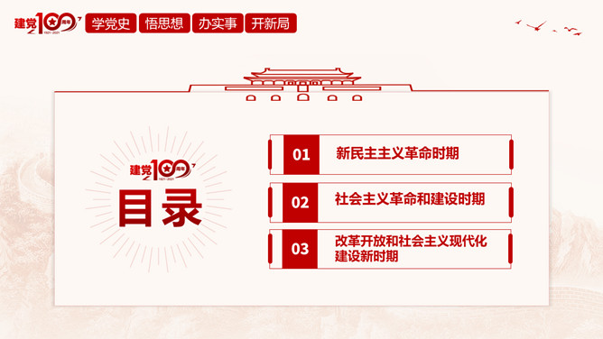 百年奋斗路启航新征程PPT模板_第2页PPT效果图