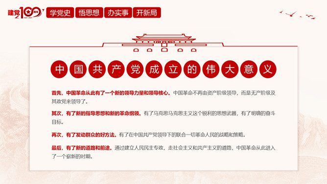 百年奋斗路启航新征程PPT模板_第4页PPT效果图