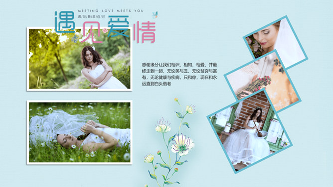 遇见爱情情侣婚礼相册PPT模板_第14页PPT效果图