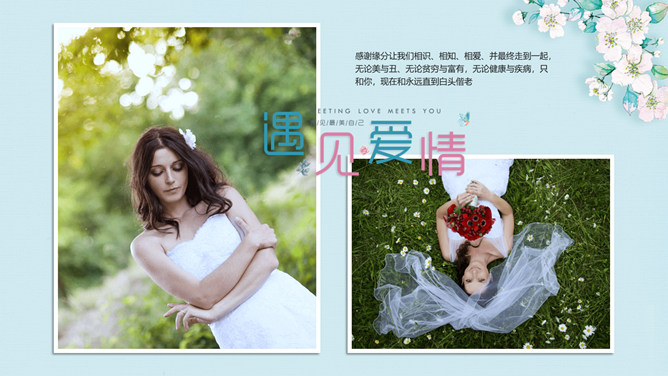 遇见爱情情侣婚礼相册PPT模板_第3页PPT效果图