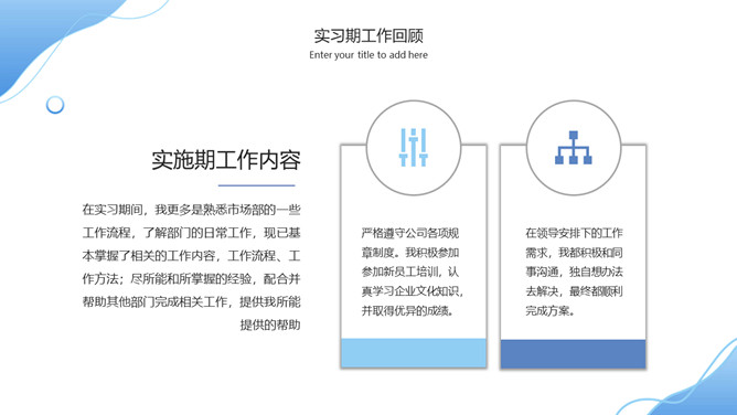 蓝色波浪试用转正述职报告PPT模板_第4页PPT效果图