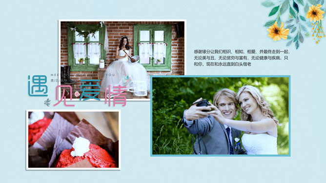 遇见爱情情侣婚礼相册PPT模板_第13页PPT效果图